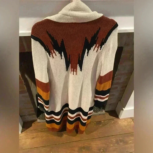 SHYANNE WOMEN'S SOUTHWESTERN STRIPED DUSTER CARDIGAN Medium Boho - Picture 10 of 10